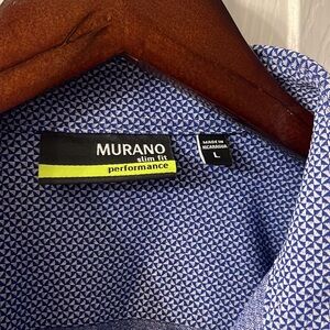 Murano Blue Geometric Casual Button Down Shirt
